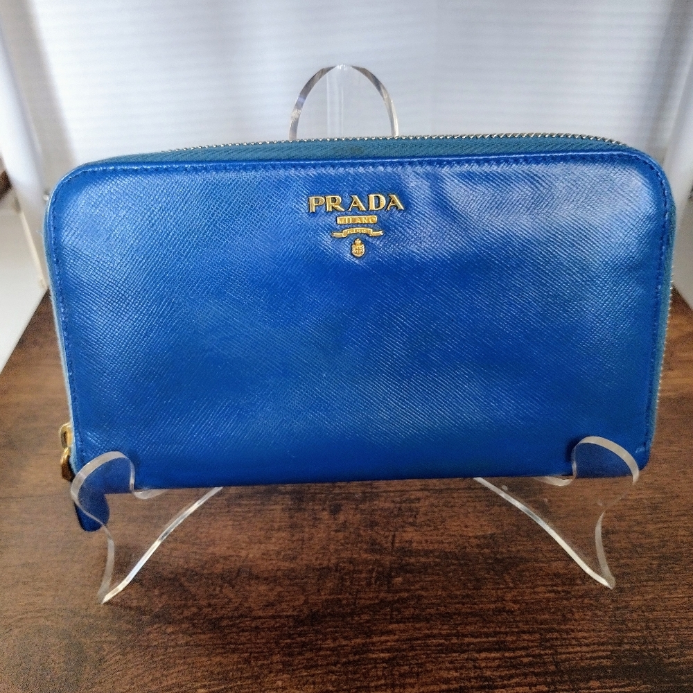 Prada Blue Zip Wallet